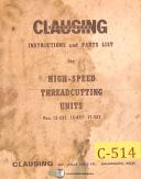 Clausing-Clausing 13-227 15-427 17-527, Thread Cutting Units, Instructions & Parts Manual-13-227-15-427-17-527-01